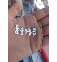 925 Ayar Gümüş 24 Ayar Altın Kaplama 5 Kişilik Aile Kolye