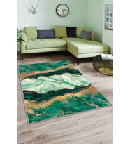Yeşil Mermer Görünümlü Kaymaz Tabanlı Dekoratif Halı AR001 - 100 x 160 cm
