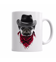 Kovboy Pug Köpek Kupa Bardak Porselen