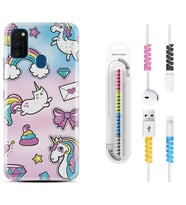 Samsung M21 M22 M23 M30 M31S M32 Kılıf Kablo Koruma Spiral Silikon Unicorn Mektup 1800