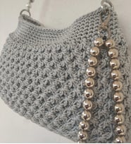Gri El örgüsü Kadın Çanta, 20*30 cm (Silver)