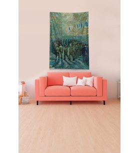 Multirenk Mahkum Gogh'un Umudu Leke Tutmaz Kadife Kumaş Duvar Örtüsü Duvar Halısı Tapestry (Yeşil)