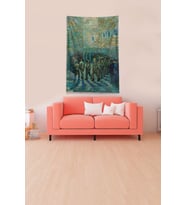 Multirenk Mahkum Gogh'un Umudu Leke Tutmaz Kadife Kumaş Duvar Örtüsü Duvar Halısı Tapestry (Yeşil)