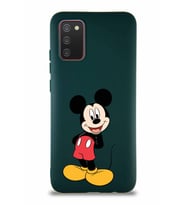 Samsung Galaxy A02S Soft Premier Kapak Mickey Mouse-B Tasarımlı Silikon Kılıf - Yeşil (Şeffaf)