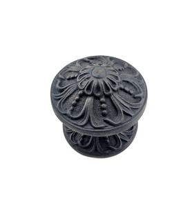 Antika Tarz Dekoratif Pirinç Çiçekli Kapı Tokmağı - 80 Mm Çap, Oksit
