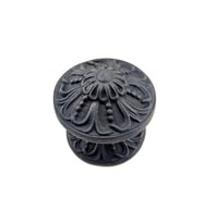 Antika Tarz Dekoratif Pirinç Çiçekli Kapı Tokmağı - 80 Mm Çap, Oksit
