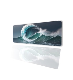 SonicTouch Dalgaların İhtişamı Ay Yıldızlı Kaymaz Gaming Oyuncu Dikişsiz Klavye Mouse Pad 32x70Cm
