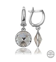 Swarovski Crystal Taşlı Gümüş Beyaz Sallantılı Kadın Küpe