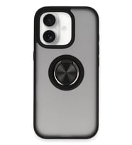 iPhone 16 Kılıf Montreal Yüzüklü Silikon Kapak - Siyah