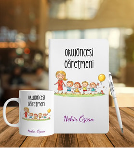 Okul Öncesi Öğretmenlerine Özel Defter Kalem Kupa Hediye Seti
