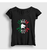 Presmono Kadın Siyah italian Stallion Film Rocky T-Shirt 249719tt