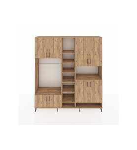 Hyperion Dolap 18 Raflı 8 Kapaklı Tek Askılı 220x44x243 Çam-Çam/Çam