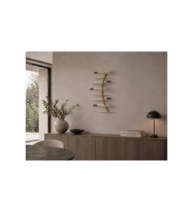 Modern Minimalist Metal Şişe Rafı, Kavisli Duvar Dekoru, 8 Şişe Kapasiteli