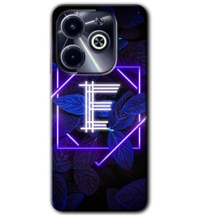 İnfinix Hot 40i Kılıf HD Desen Baskılı Kılıf - Dark Neon Yaprak E Harfi