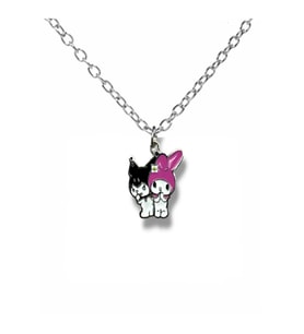 Fantasy Magic Kuromi & My Melody Figürlü Kolye – 60 cm Zincirli Büyülü Sevimli Takı (Gümüş)