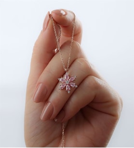Saklı Takı 925 Ayar Gümüş Pembe Lotus Çiçeği Kolye