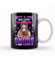Cute & Funny Just A Girl Who Loves Anime And Ramen Foodie Kupa Bardak Porselen