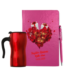 Sevgililer Gününe Özel Defter Kalem & Termos Mug Hediye Seti 32