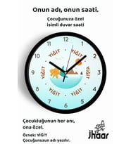İsme Özel Sevimli Balık Çocuk Odası Duvar Saati Orta Boy 30 cm Siyah Camlı Sessiz