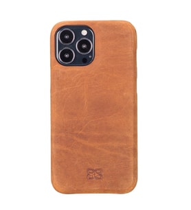 Bouletta Apple iPhone 13 Pro Max Uyumlu Deri Arka Kapak F360 G19 Taba (Kahverengi)