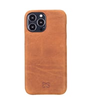 Bouletta Apple iPhone 13 Pro Max Uyumlu Deri Arka Kapak F360 G19 Taba (Kahverengi)