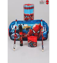 LİSANSLI SPIDERMAN KALEM ÇANTASI,2 ADET SİLGİLİ KURŞUN KALEM,ÇİFT BIÇAKLI KALEMTRAŞ VE ROKET SİLGİ  KIRTASİYE SETİ (Krem)