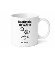 Kovulduğuna Sevinen Çılgın Çalışana Özgürlük Beyannamesi Kupa Hediye Bardak