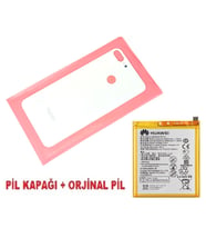 Tkgz Honor 9 Lite Arka Pil Batarya Kapağı + PİL (CAM) BEYAZ