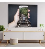 Akıllı Telefon 3D Tren Yürüyüşü Dekoratif Kanvas Tablo