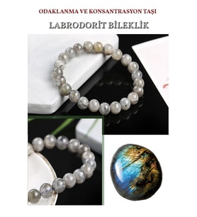 Odaklanma ve Konsantrasyon Taşı Doğal Labrodorit Bileklik