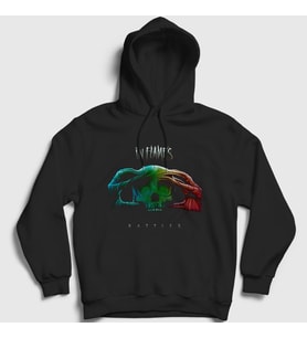 Presmono Unisex Siyah Battles In Flames Kapüşonlu Sweatshirt 83557tt