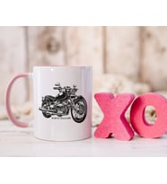 BK Gift Kişiye Özel Motorcu Temalı Pembe Kupa Bardak-11, Arkadaşa Hediye, Sevgiliye Hediye
