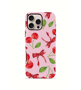 iPhone 16 Pro Max Vorian Çift Katmanlı Kılıf Cherry Ribbon Garden
