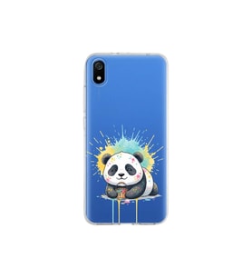 Redmi 7A ile Uyumlu Splash Panda Tasarımlı Şeffaf Silikon Kılıf