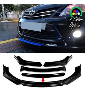 Toyota Corolla 2015 - 2017 Siyah Renkli Şeritli Dilli Ön Lip 4 Prç Parlak Siyah ABS