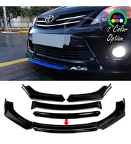 Toyota Corolla 2015 - 2017 Siyah Renkli Şeritli Dilli Ön Lip 4 Prç Parlak Siyah ABS