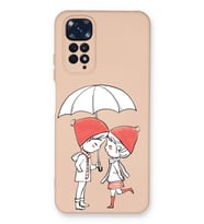 Xiaomi Redmi Note 11 Pro Uyumlu Lansman Kılıf Aşk Tasarımlı İçi Kadife Kapak-Pudra (Şeffaf)