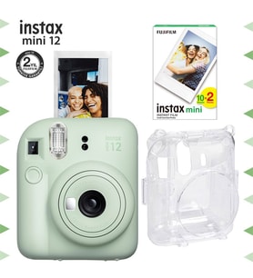 Instax mini 12 Yeşil Fotoğraf Makinesi-20'li Film ve Şeffaf Kılıf Seti
