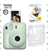 Instax mini 12 Yeşil Fotoğraf Makinesi-20'li Film ve Şeffaf Kılıf Seti