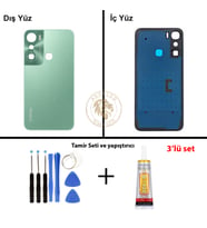Infinix Hot 12 Pro Yeşil Uyumlu Arka Kapak + Yapıştırıcı ve Vida Seti Arka Cam Batarya Pil Kapağı