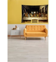 Bej Son Akşam Yemeği Leke Tutmaz Kadife Kumaş Duvar Örtüsü Duvar Halısı Tapestry (Sarı-Kahve)