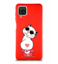 Samsung Galaxy A12 Soft Premier Kapak Coolcat Tasarımlı Silikon Kılıf - Kırmızı (Şeffaf)