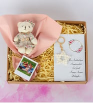 Kişiye Özel Fotoğraflı Hediye Seti- Tekli Peluş Buket- Yıldız Anahtarlık- Polaroid Fotoğraf