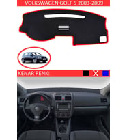 Volkswagen Golf 5 2003-2009 Için Uygun Torpido Koruma Halısı Siyah Kenar Renk Kırmızı