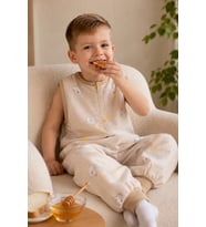 Yazlık Müslin Çocuk Uyku Tulumu 1-8 Yaş Unisex Kısa Kollu %100 Pamuk 2703