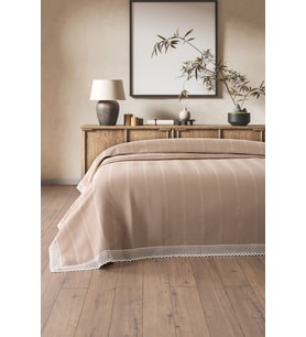 Tek Kişilik İki Renkli Dantelli Petek Pike 160x230 cm