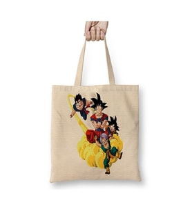 Son Goku Dragon Ball Bez Çanta Uzun Saplı Alışveriş Çantası Plaj Çantası (Beyaz)