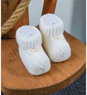 Örme Yenidoğan Bebek Patiği Unisex - Yenidoğan Patik (Beyaz)