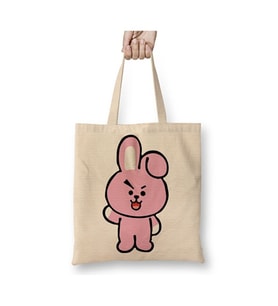 Bts Bt21 Cooky Beyaz Bez Çanta Uzun Saplı Alışveriş Çantası Plaj Çantası
