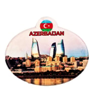 Azerbaycan Flame Towers Oval Magnet (Karışık)
